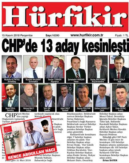 Hürfikir 15 Kasım’da yazdı  CHP 6 Aralık’ta onayladı