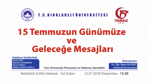 15 Temmuz Şehitleri Anma programı düzenlenecek