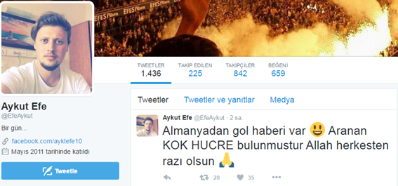Aykut Efe’ye KÖK HÜCRE Almanya’dan