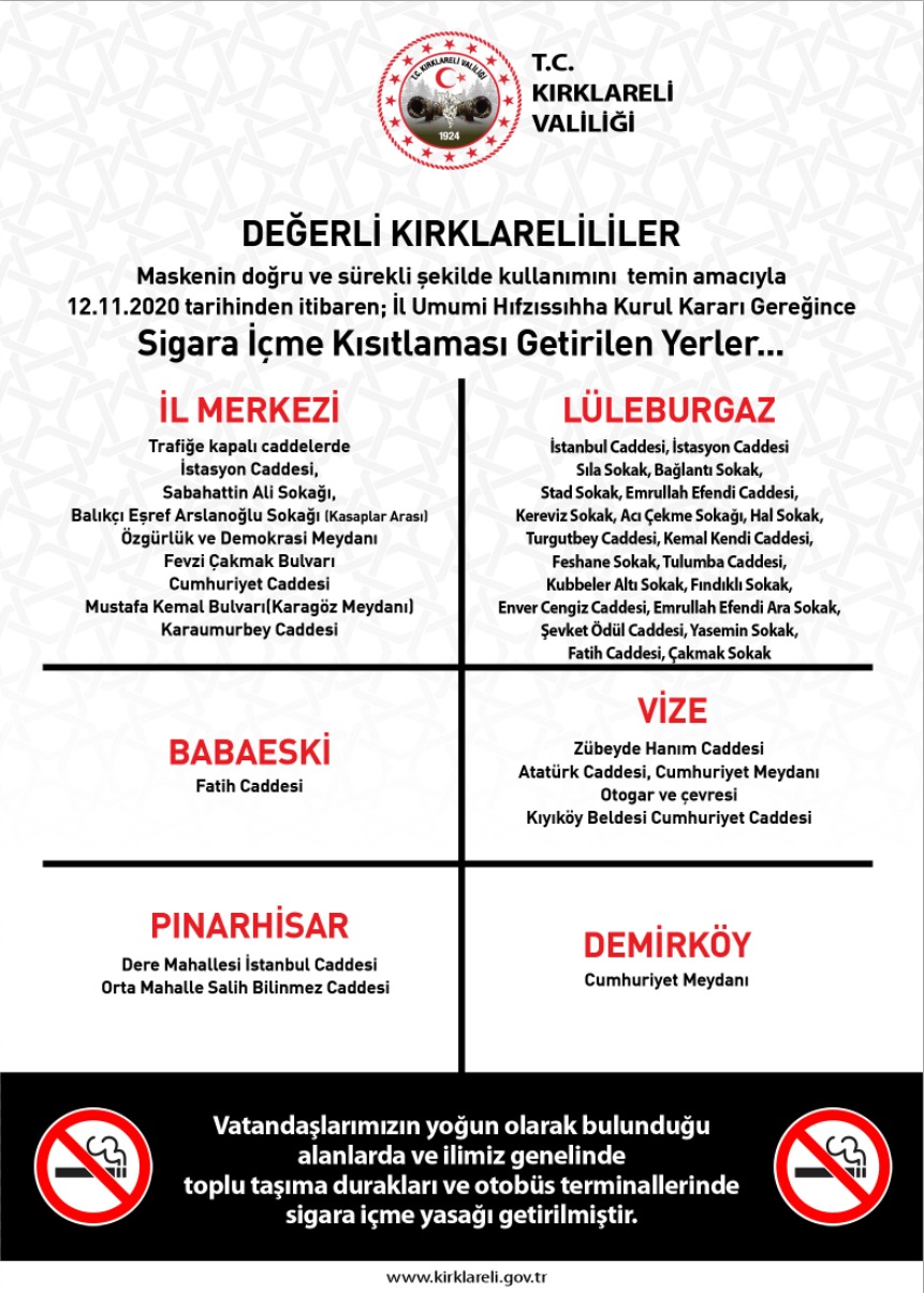 Sigara içme yasağı getirilen yerler belli oldu