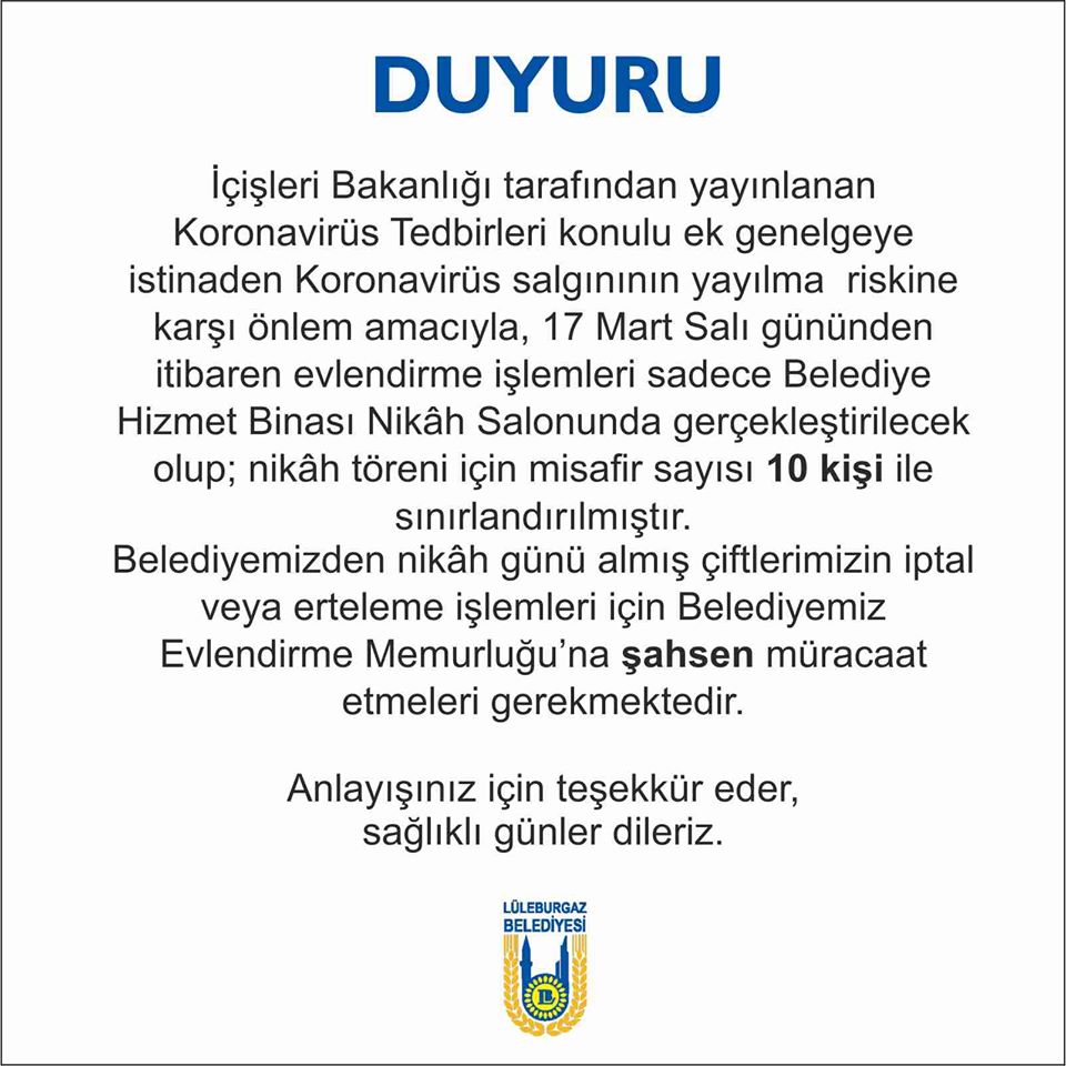 Nikahlara korona engeli